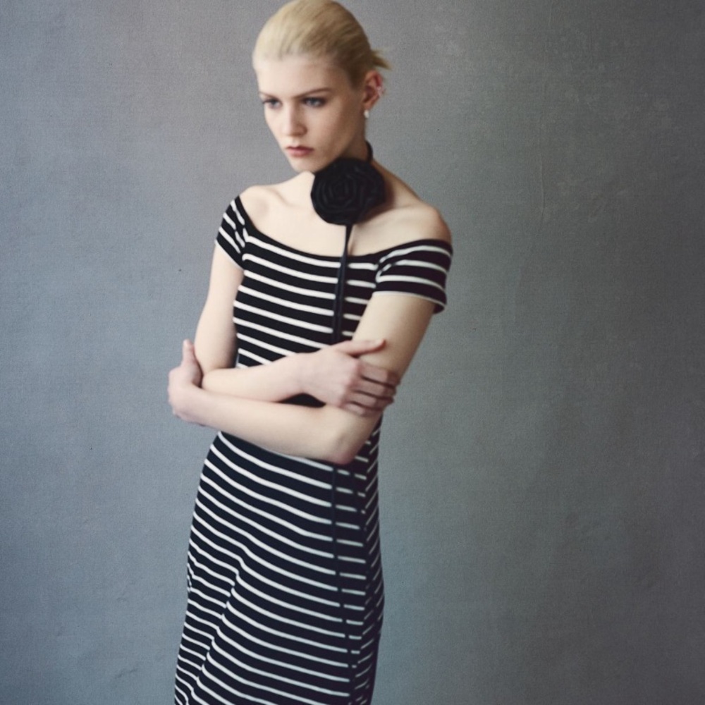 Black and white striped maxi dress